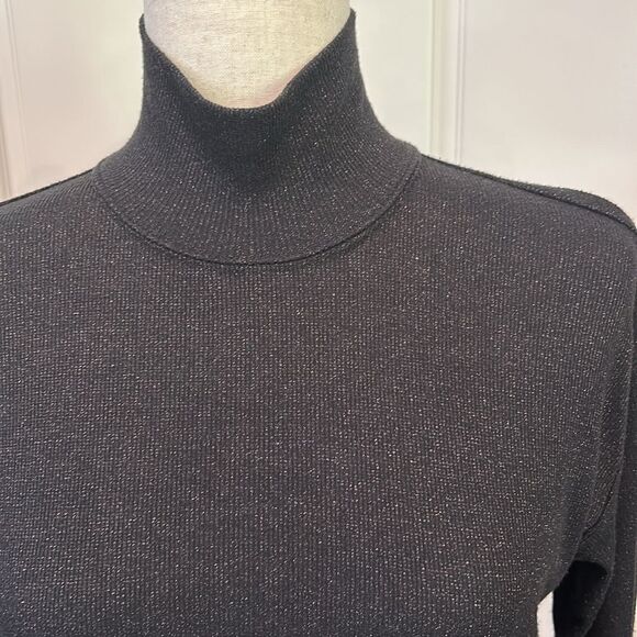 Anthropologie Vanessa Virginia, black/gold, metallic turtleneck sweater XS - Picture 6 of 11